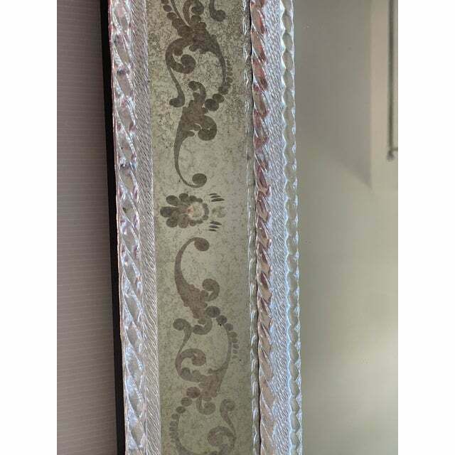 Venetian Squared Floreal Hand Carving Mirror In Murano Glass photo furniture