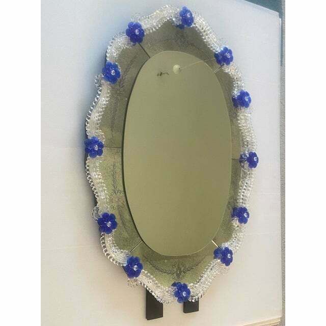 Early 21st Century Venetian Oval Floreal Hand Carving Mirror In Murano Glass photo 9300.0