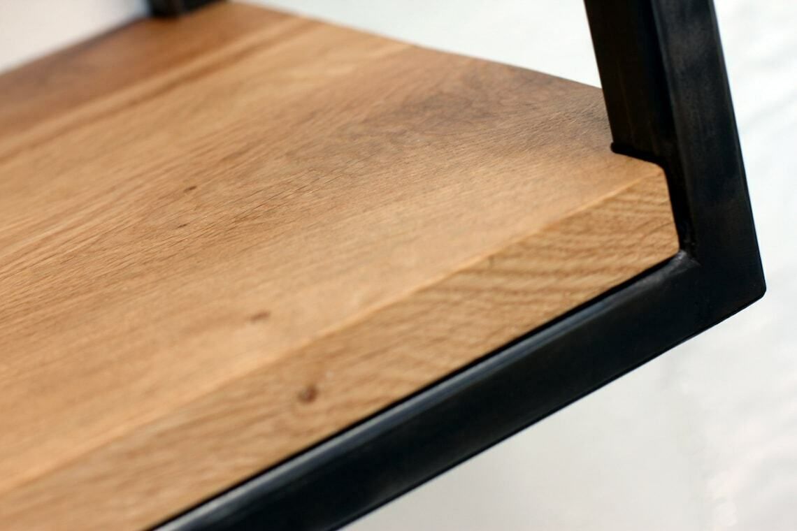 Orla Welded Dark Steel Box Section And Premium Oak Shelves/Storage Bespoke Industrial Furniture By photo vinterior