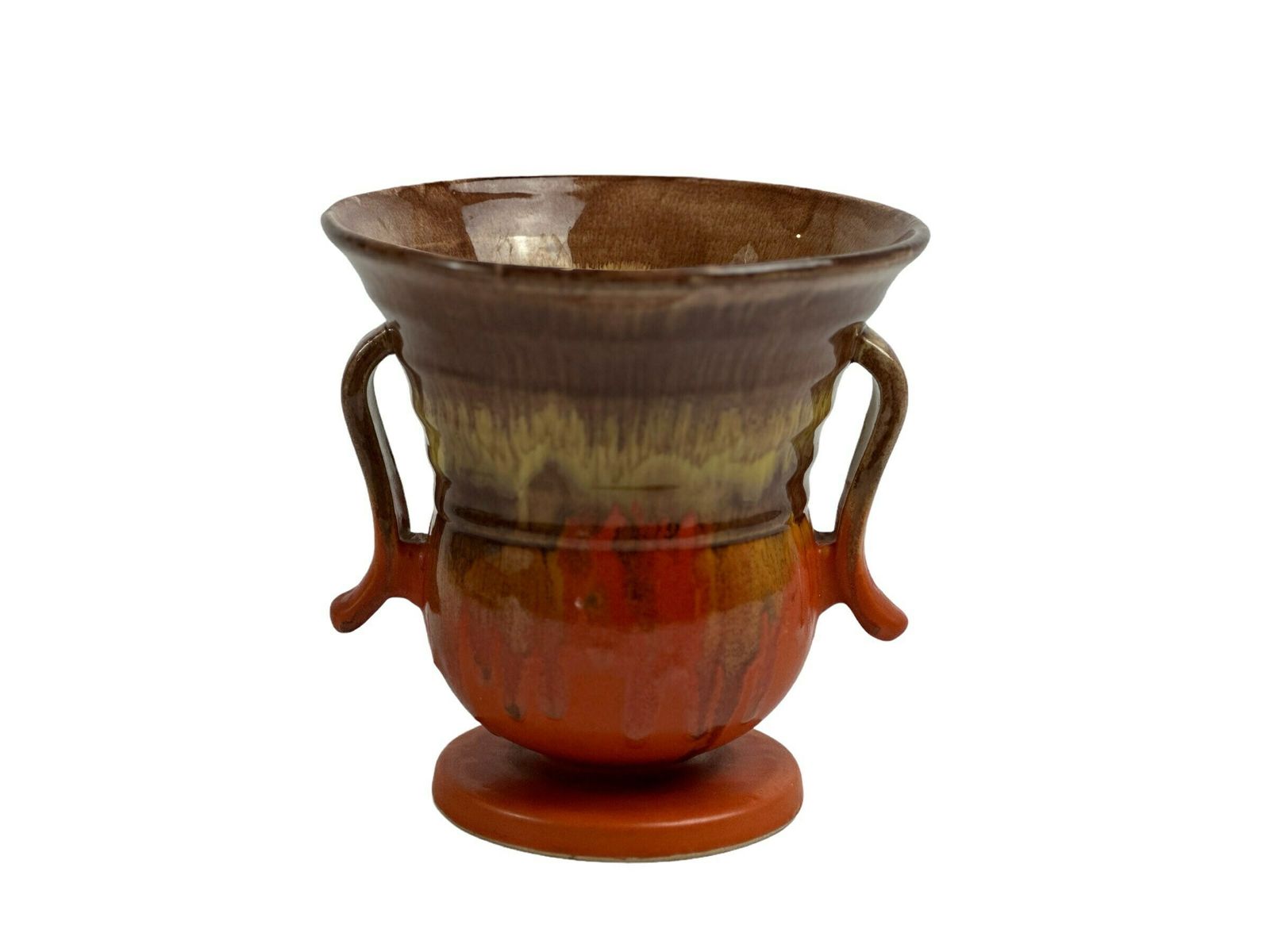 Dümler & Breiden, West Germany Vase, Art Deco Form With Running Glaze. Beige, Yellow And Orange photo vintage