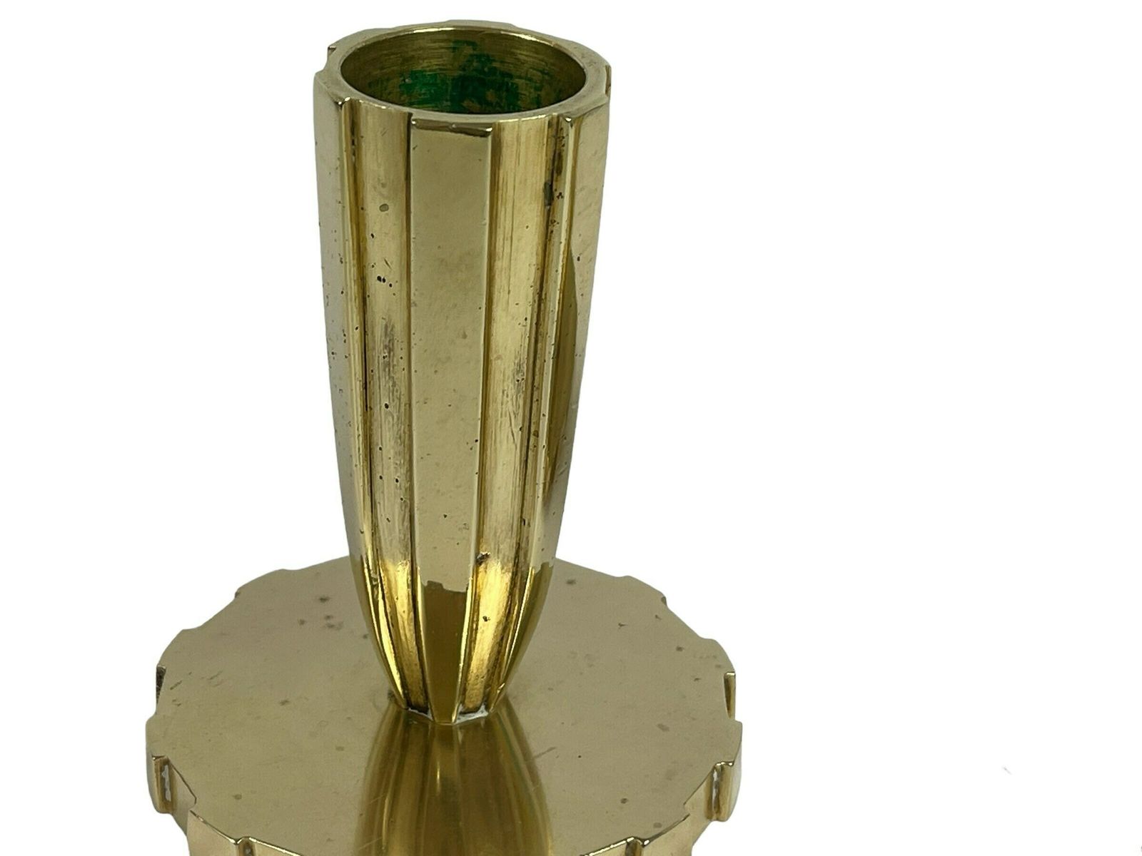 Pair Of Art Deco Brass Candleholders From Vendor, Copenhagen. Signed E.L. Circa 1940s. photo furniture