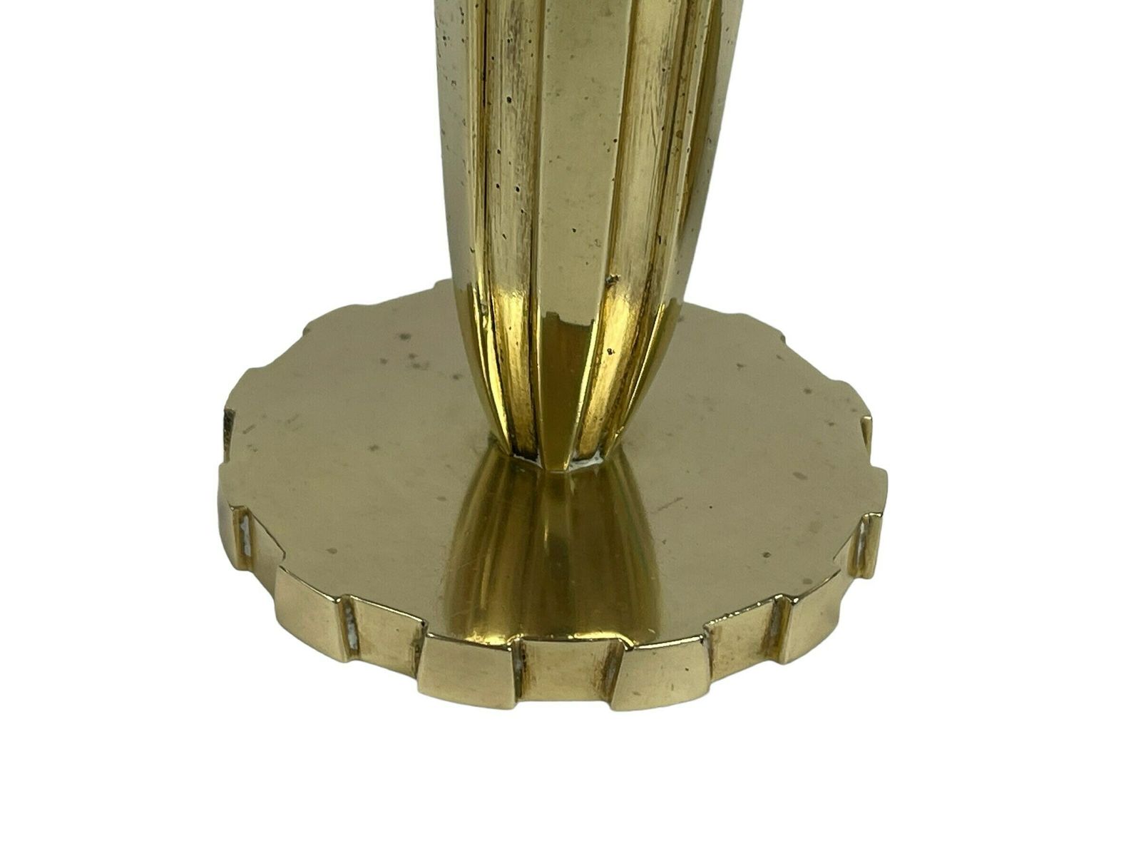 Pair Of Art Deco Brass Candleholders From Vendor, Copenhagen. Signed E.L. Circa 1940s. photo Home Decor