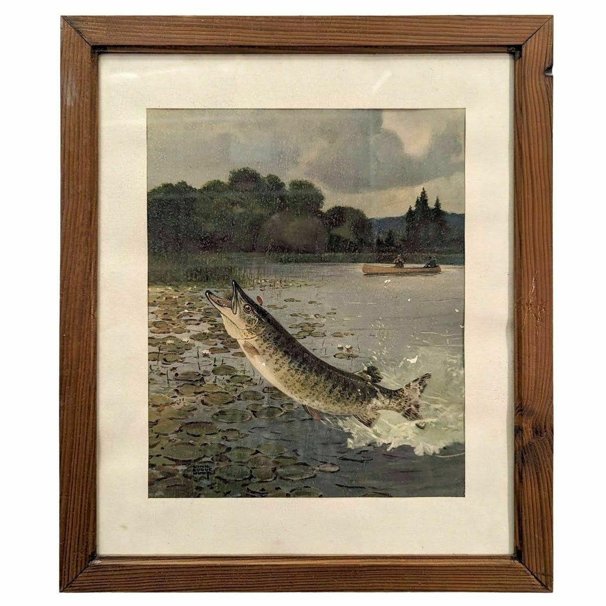 Lynn Bogue Hunt Fishing Themed Framed Chromo