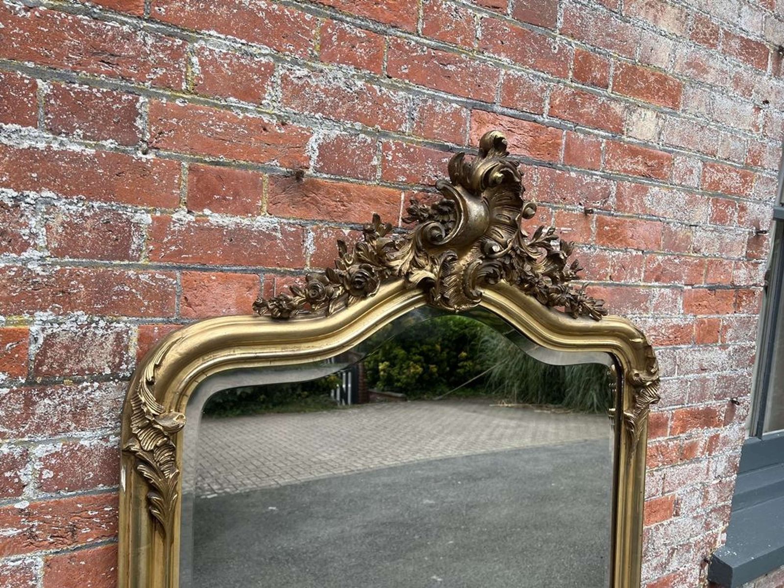 A Spectacular Large Antique French 19th C Shaped Top Gilt Mirror. photo Home Decor