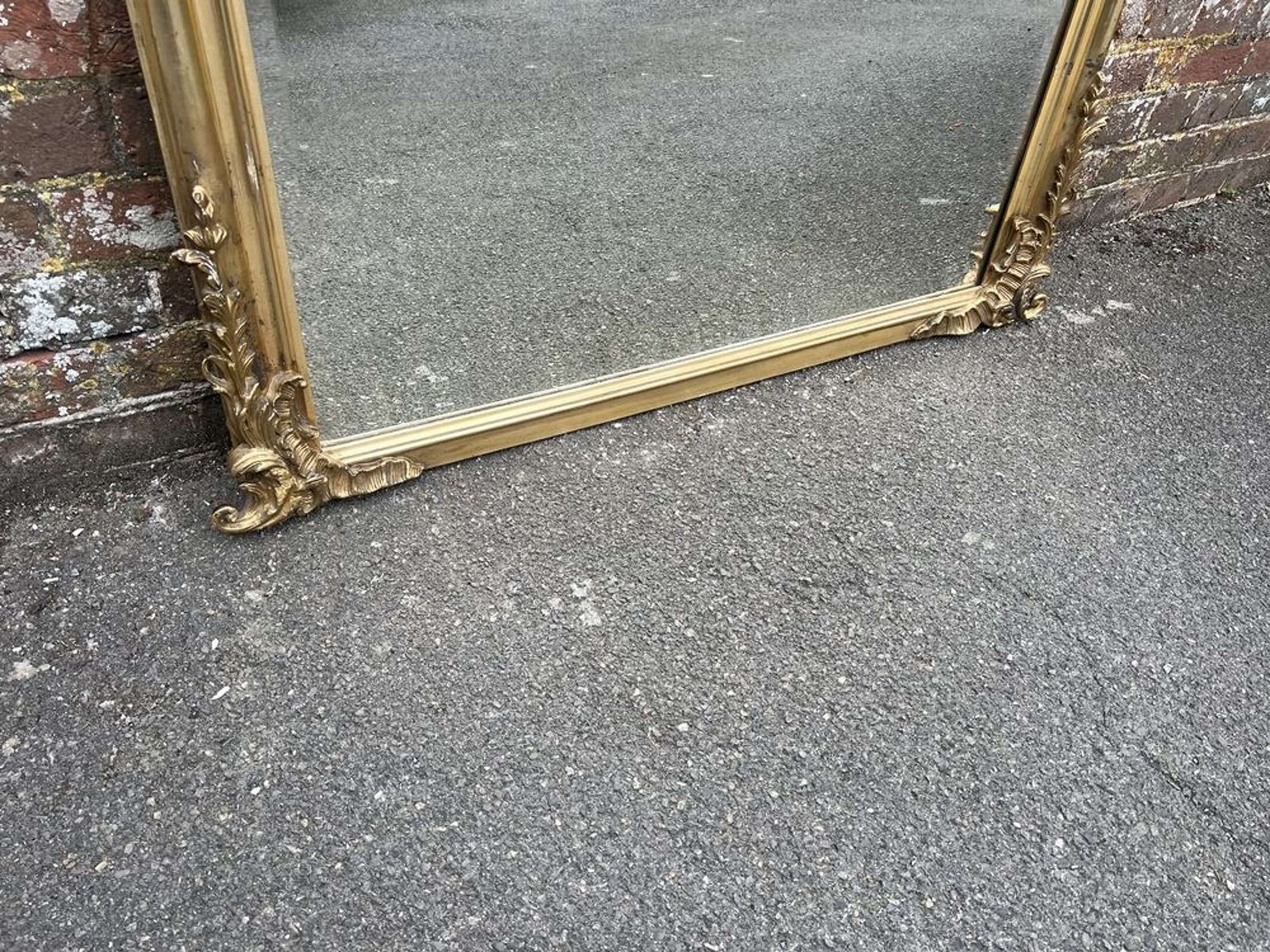 A Spectacular Large Antique French 19th C Shaped Top Gilt Mirror. photo 1750.0