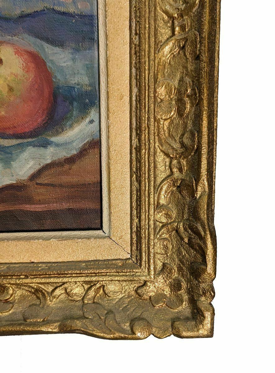 Oil On Canvas By Suzanne De Clausade Still Life With Oranges Plums Basket photo vinterior