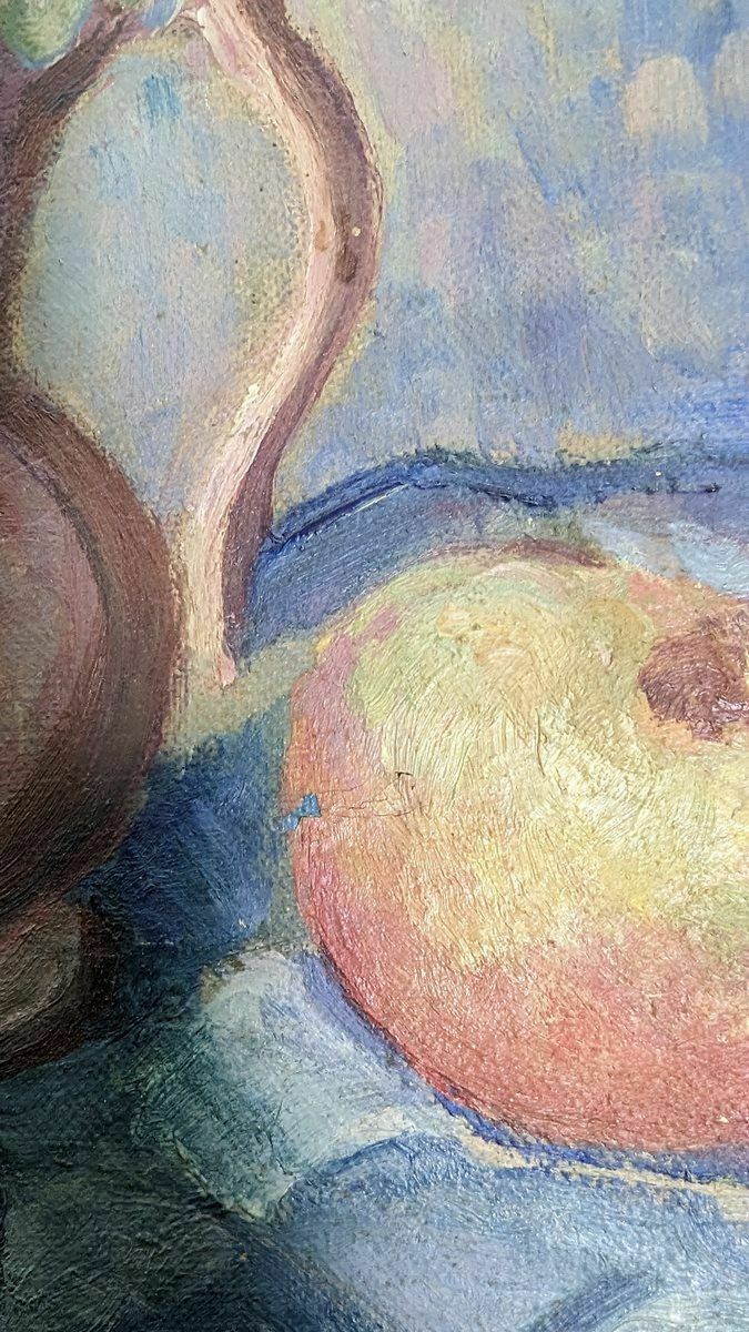 Oil On Canvas By Suzanne De Clausade Still Life With Oranges Plums Basket photo buy