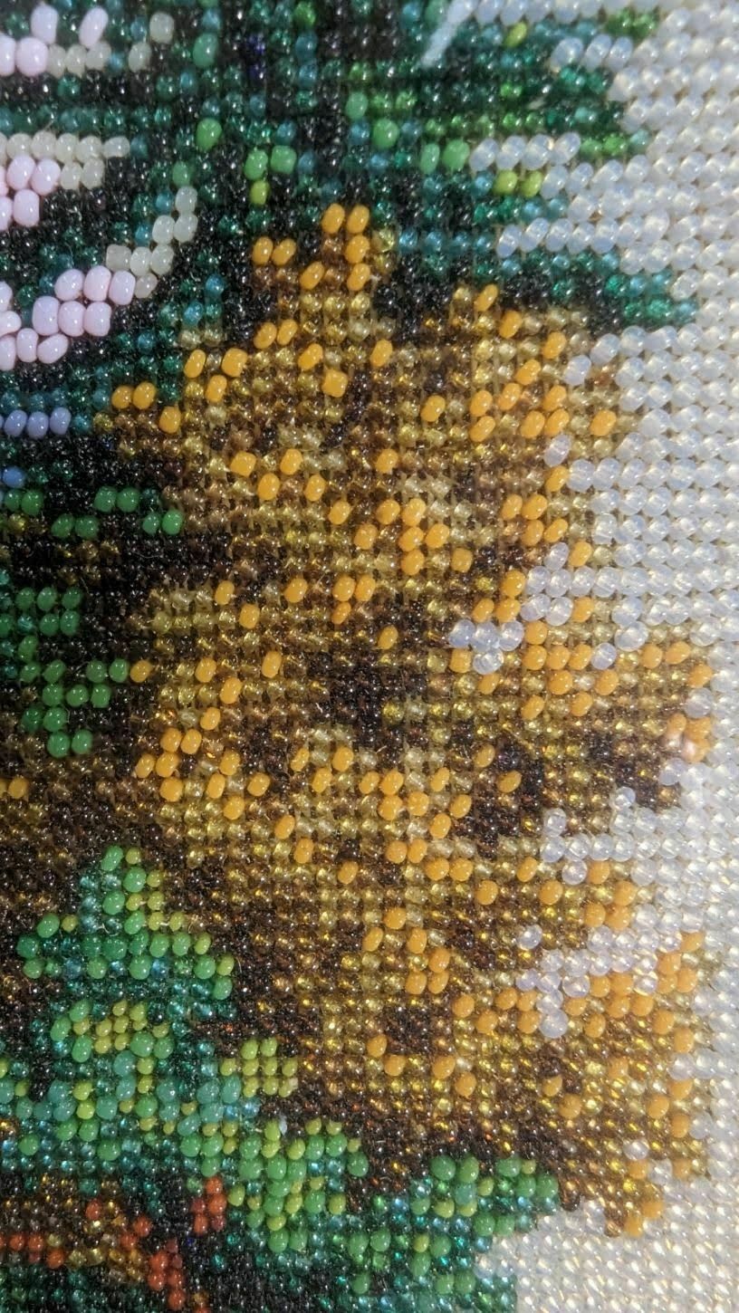 Mountain Landscape Painting In Glass Bead Tapestry photo vinterior