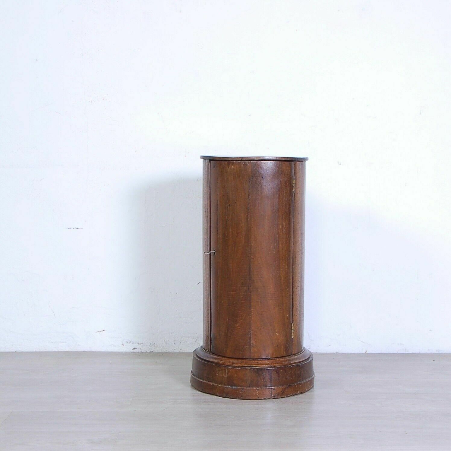 Wooden Column Bedside Table Empire Trestle Cylinder Cabinet With Mid 19th Century Door photo for sale