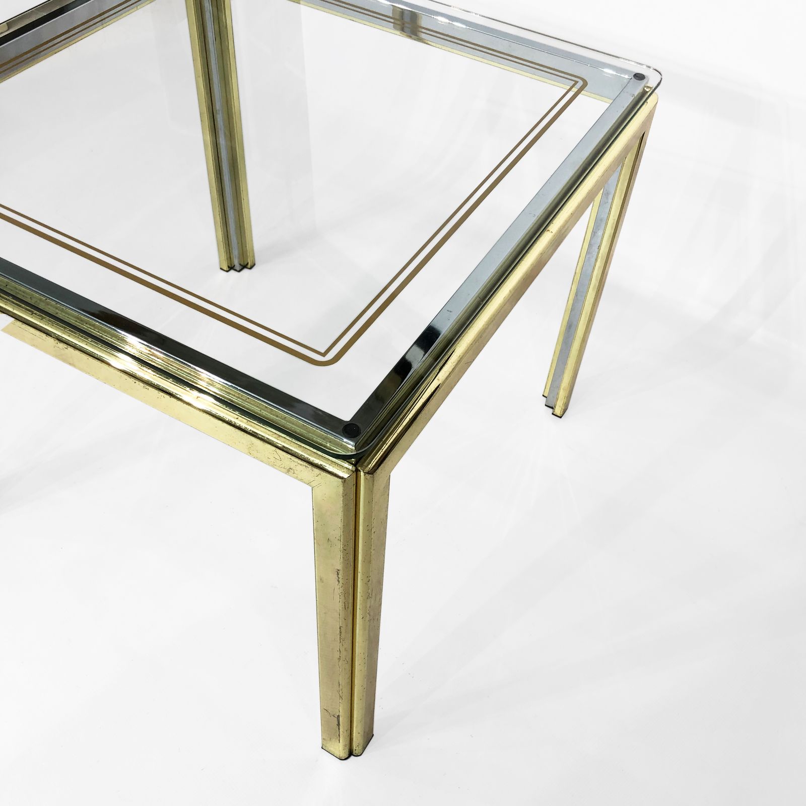 1970s Brass And Chrome Side Tables Renato Zevi Glass photo vinterior