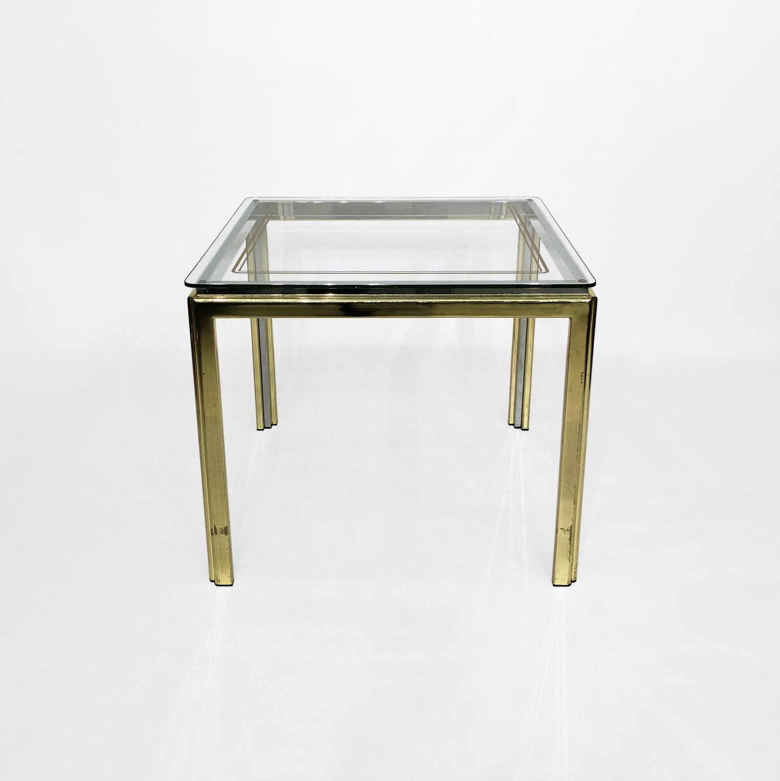 photo for sale 1970s Brass And Chrome Side Tables Renato Zevi Glass
