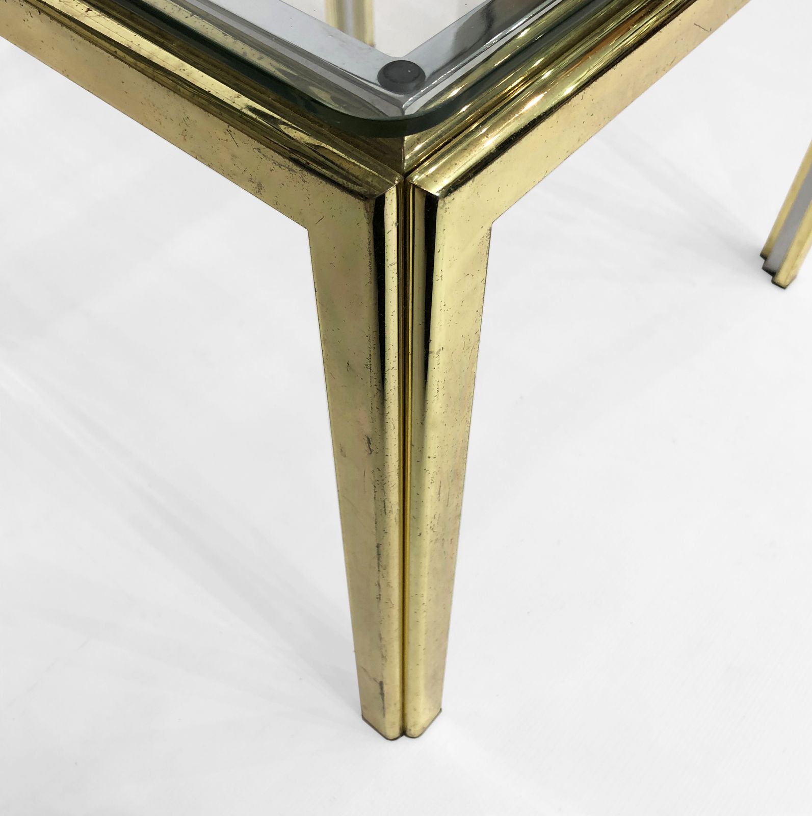 photo vinterior 1970s Brass And Chrome Side Tables Renato Zevi Glass