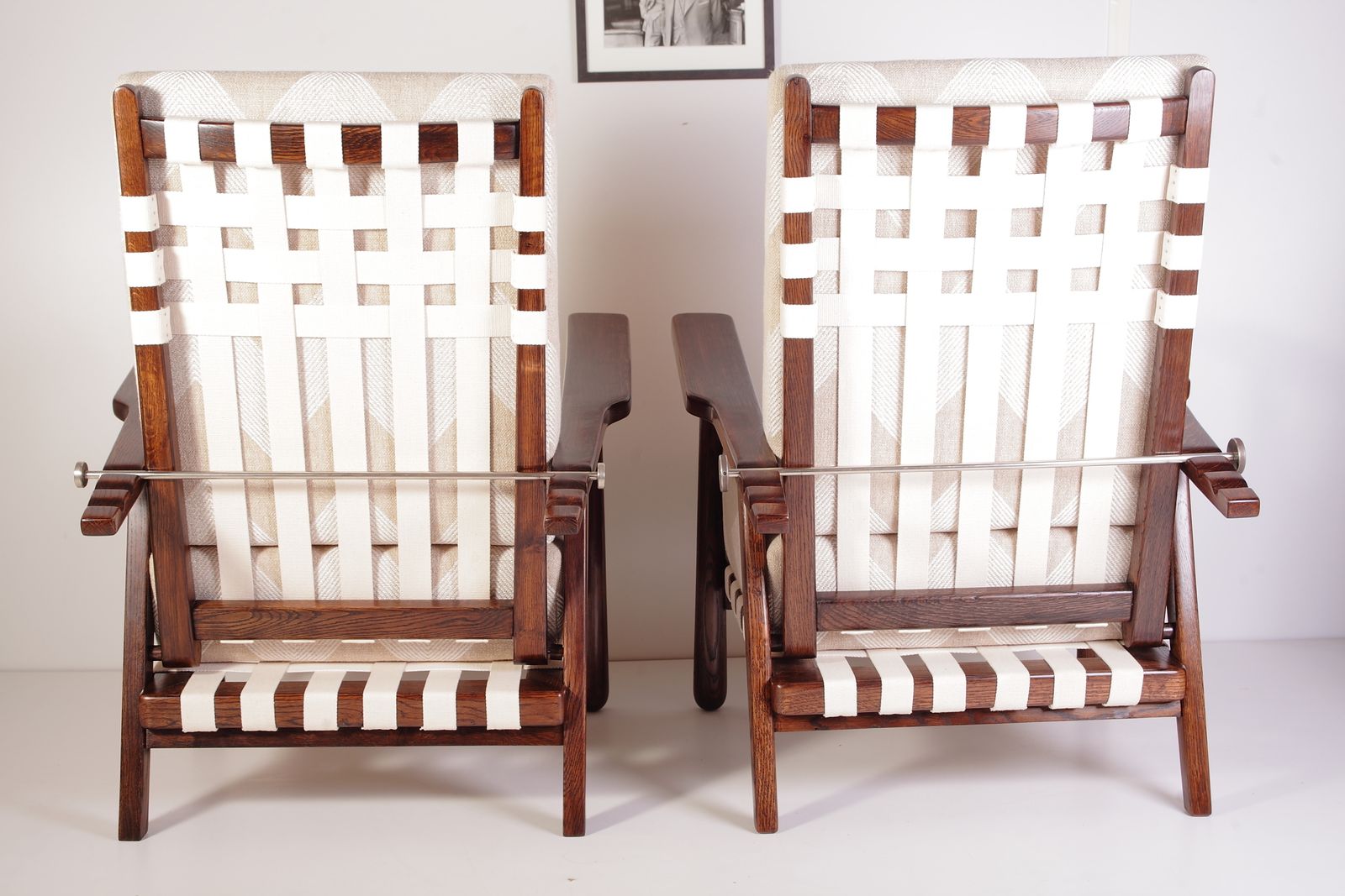 3880.0 Mid Century Reclining Oak Lounge Chairs By Jan Vanek For Krasna Jizba, Set Of 2, 1940s photo