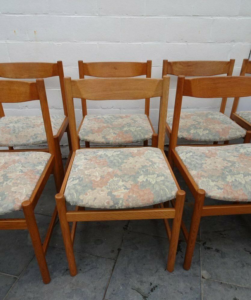 Oak Chairs And Stool From Vanda Watervliet, Belgium, 1960s, Set Of 9 photo buy