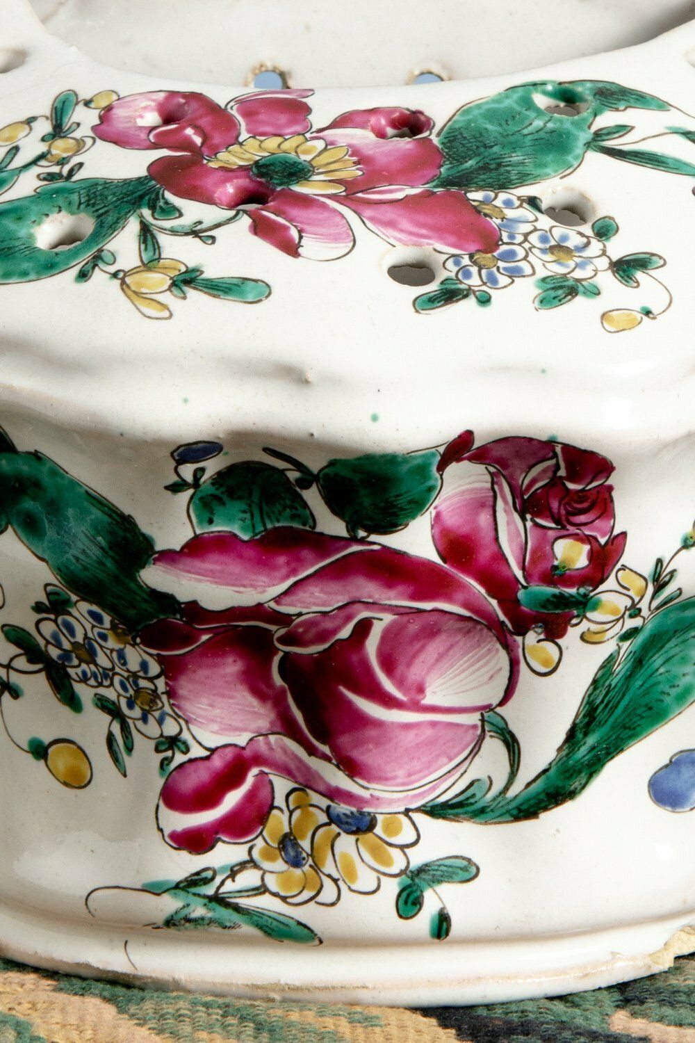 Moustiers Faience (Fabrique Ferrat), Pink & Green Bough Pot With Grotesques, Late 18th Century photo buy