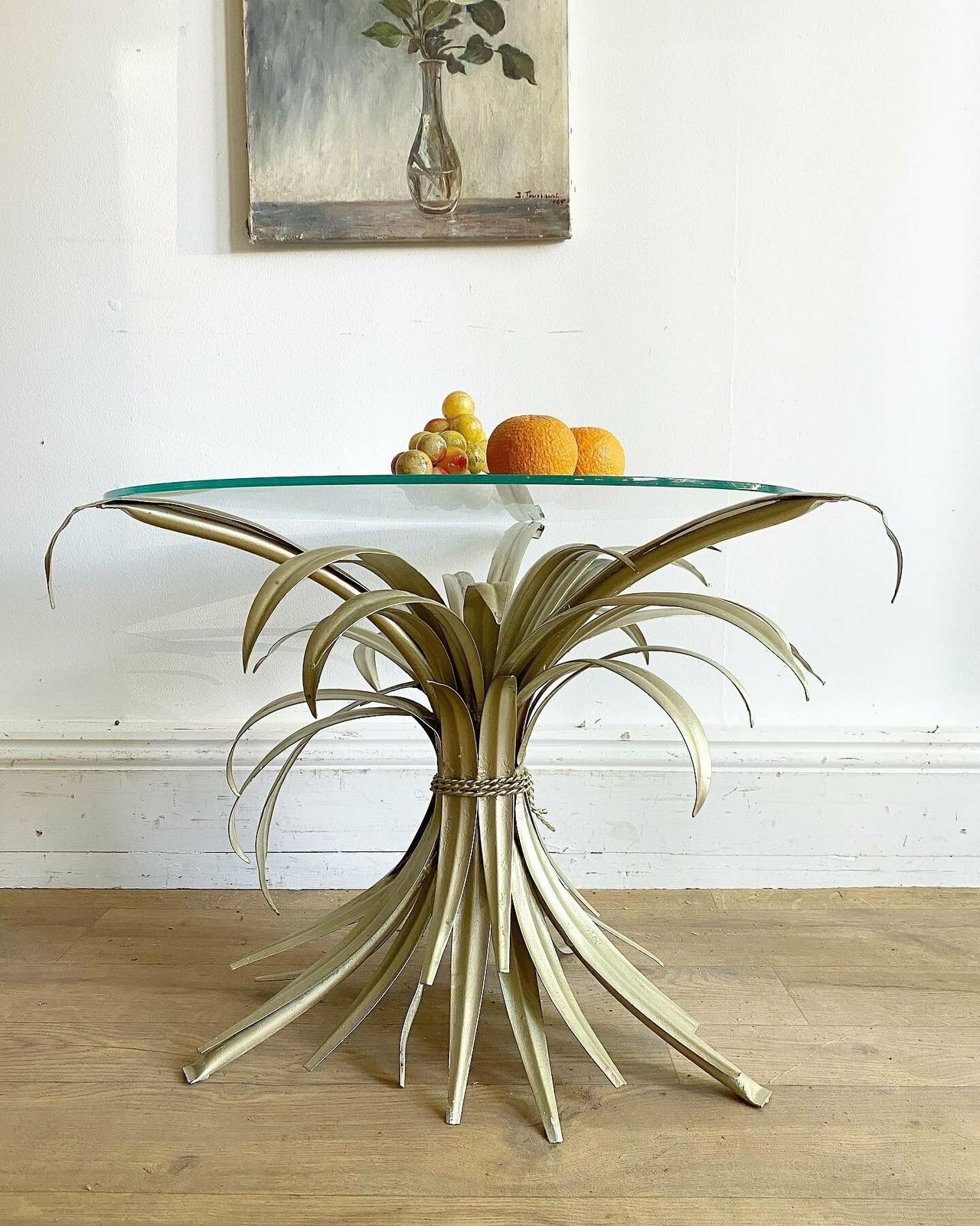 Mid Century French Toleware Wheatsheaf Table photo for sale