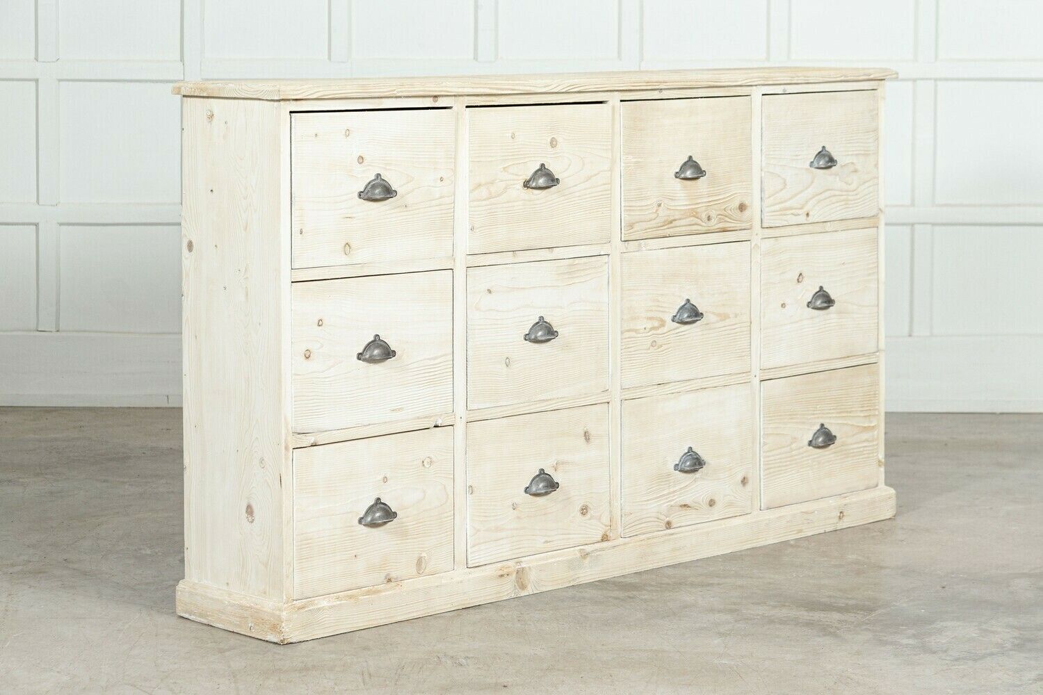 Large 19thc English Bleached Pine Haberdashery Drawers photo furniture