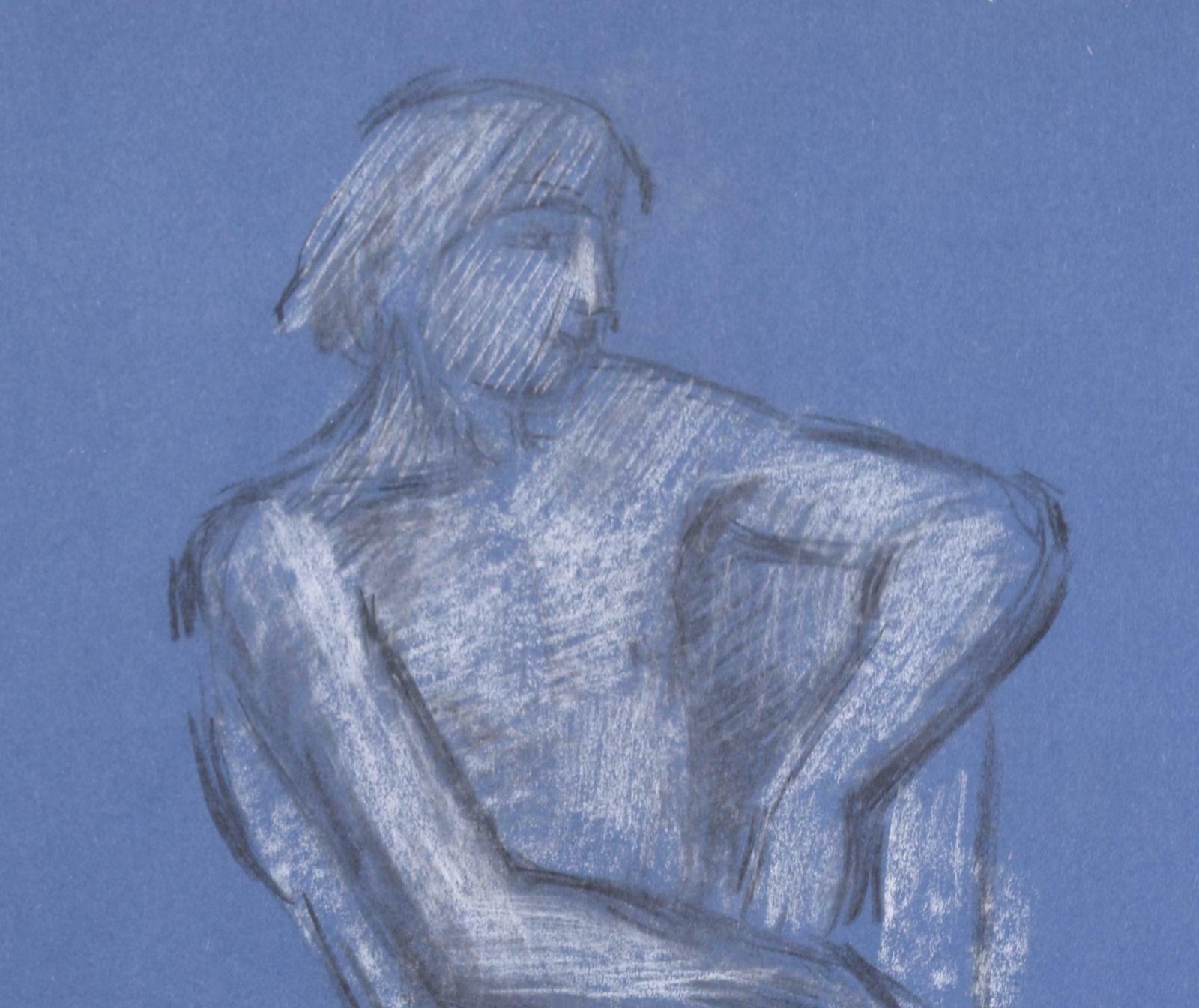 Hilary Hennes Seated Nude Female Figure Chalk Drawing By Hilary Hennes photo furniture