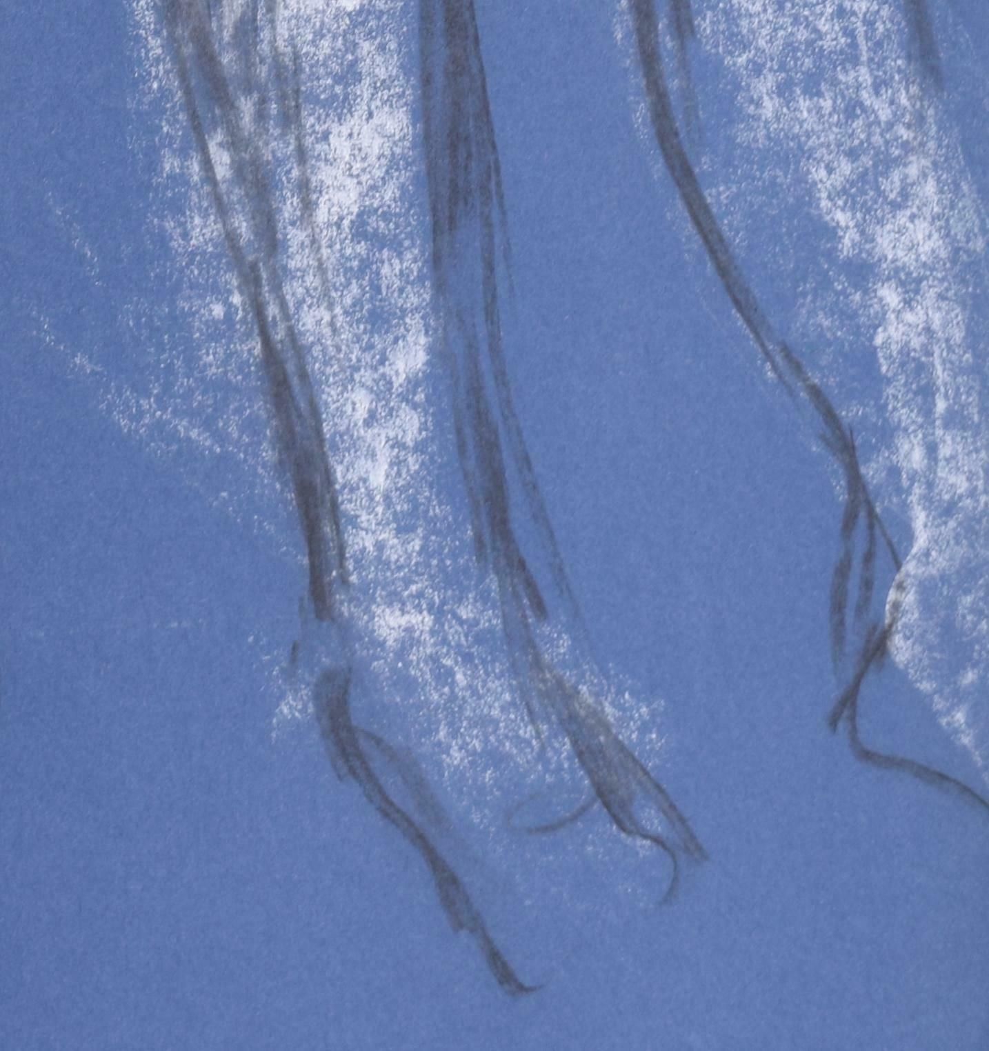 Hilary Hennes Seated Nude Female Figure Chalk Drawing By Hilary Hennes photo 325.0