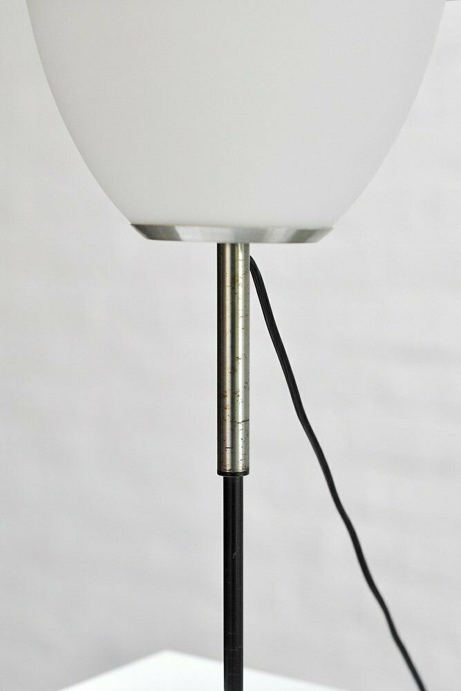 Italian Table Lamp In Metal And Opal Glass, 1960s photo for sale