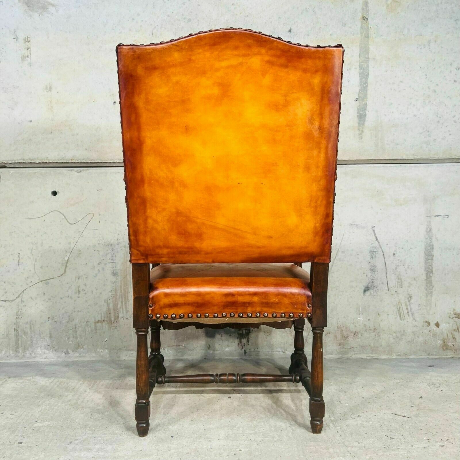 655.0 Cromwellian Revival Carved Oak And Leather Armchair Carver Chair photo