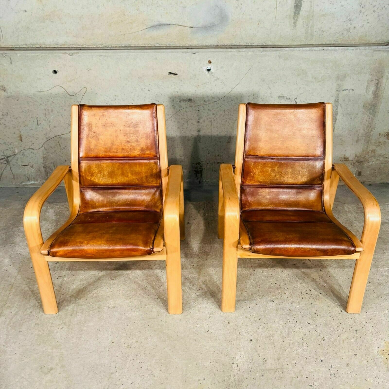 Vintage Pair Of Leather Armchairs By Yngve Elstrom For Swedese photo Furniture