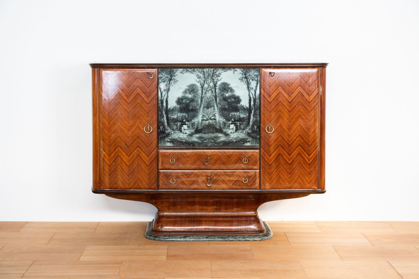 1950s Buffet Furniture In Rosewood, Marble Base And Glass Top photo 22000.0