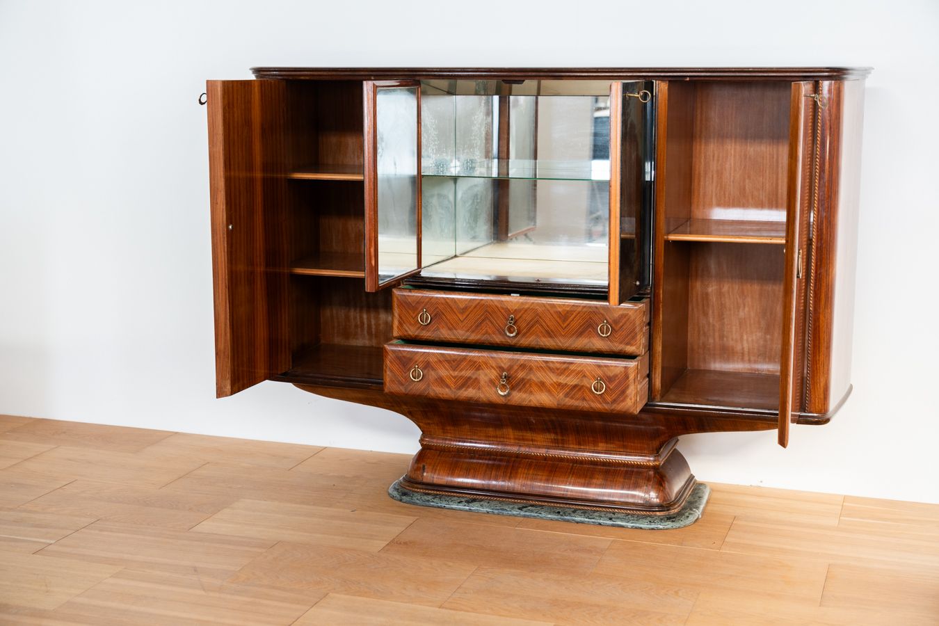 Furniture 1950s Buffet Furniture In Rosewood, Marble Base And Glass Top photo