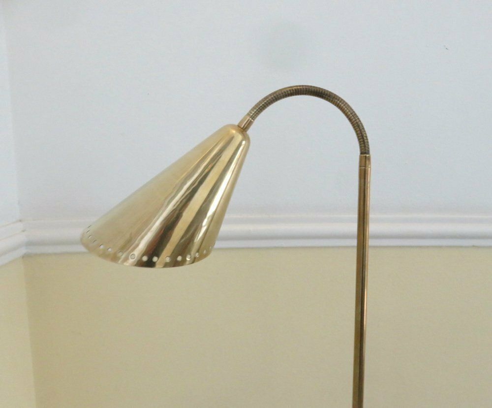 Scandinavian Brass Floor Lamp In The Style Of Paavo Tynell, 1950s photo vinterior