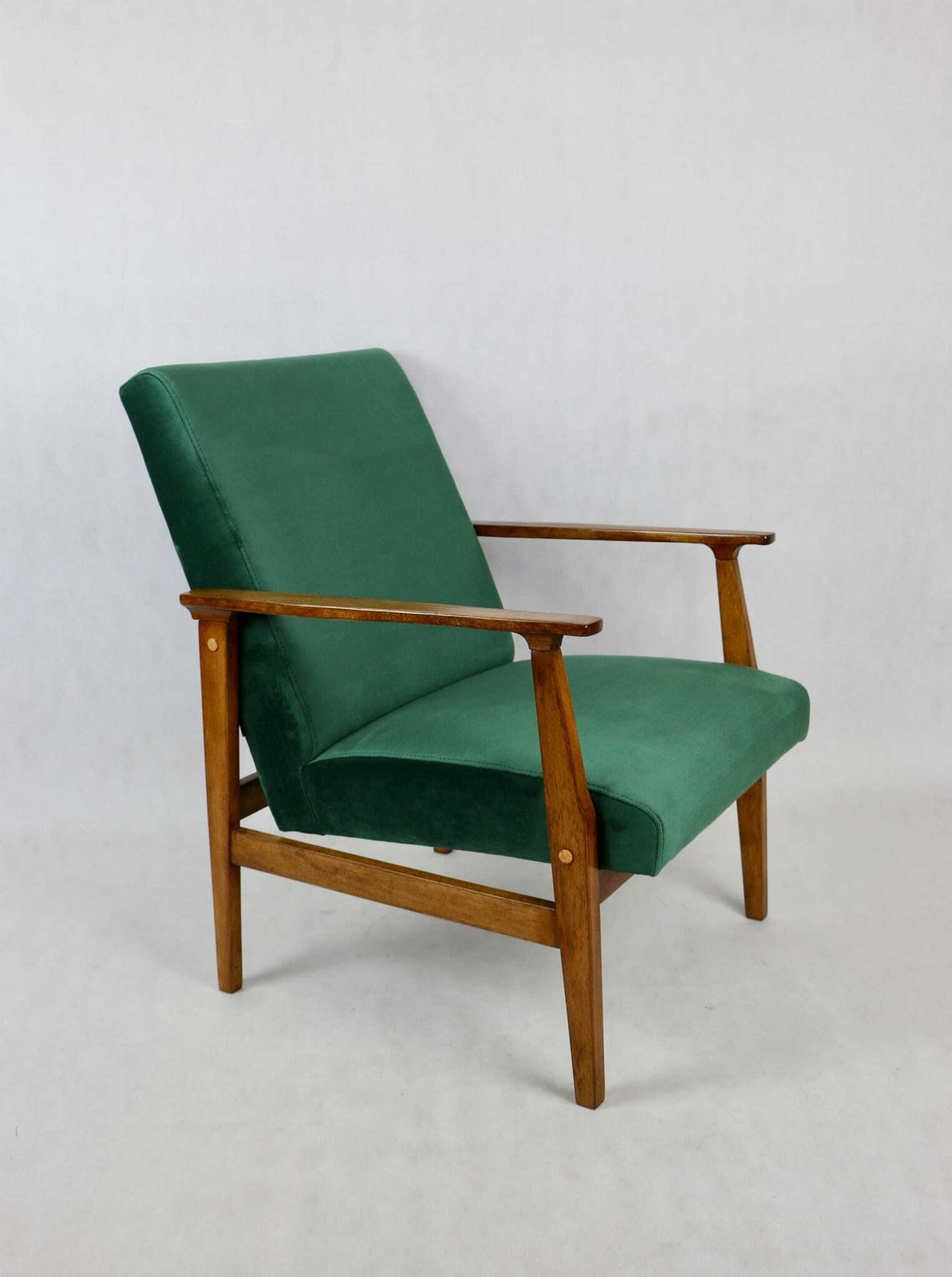 Classic Armchair Like Vintage Fox 70s Green Velvet   2 Pieces Available photo for sale