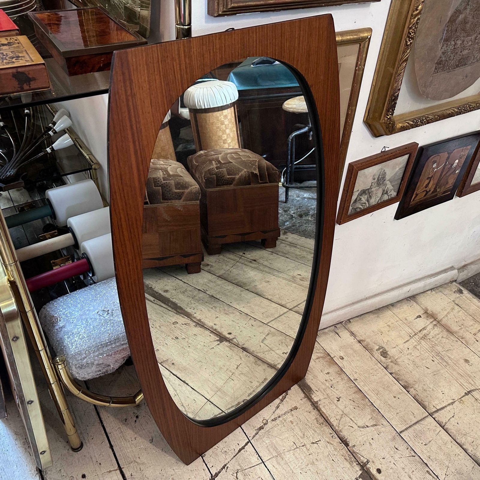 An Iconic 1970s Mid Century Modern Wood Mirror By Gianfranco Frattini photo 1434.0