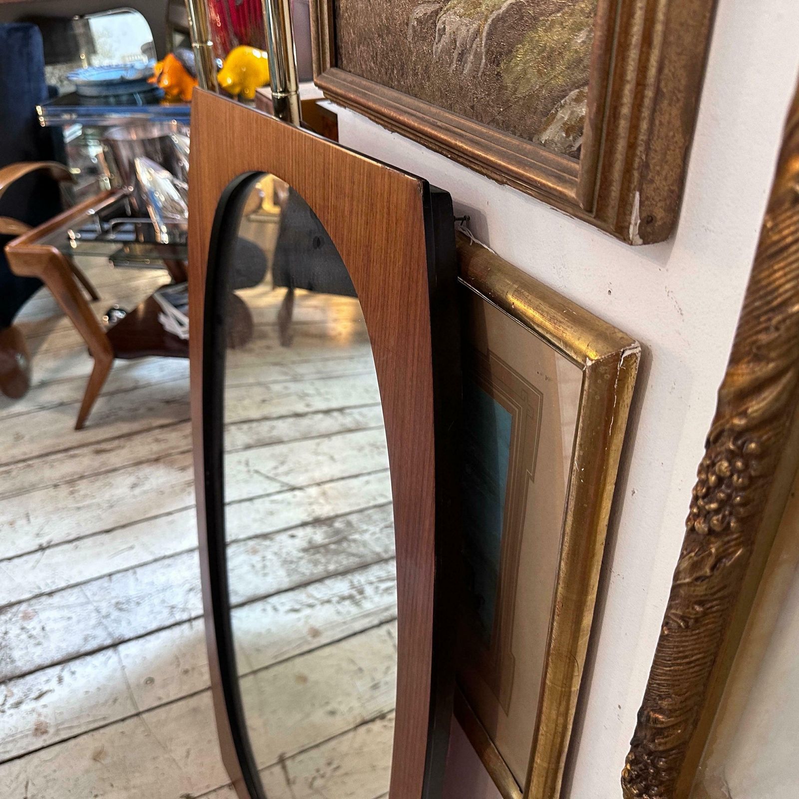 An Iconic 1970s Mid Century Modern Wood Mirror By Gianfranco Frattini photo buy