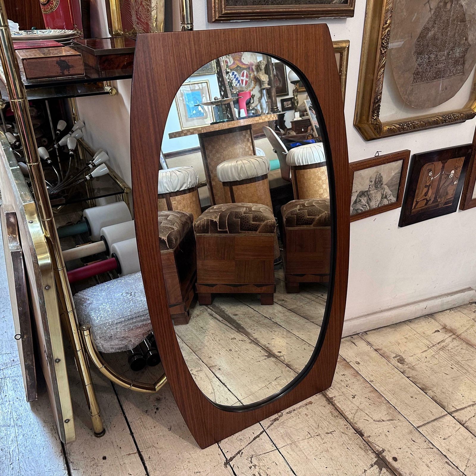 1434.0 An Iconic 1970s Mid Century Modern Wood Mirror By Gianfranco Frattini photo