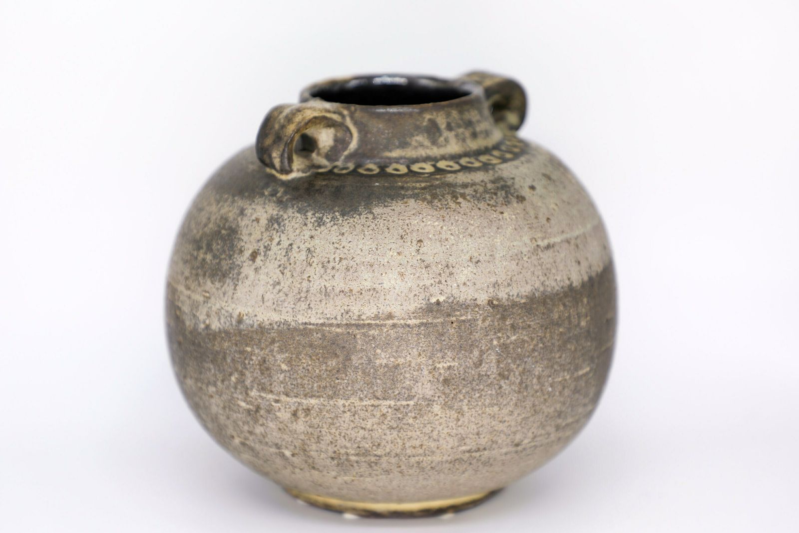 Stunning Vintage Hand Crafted Mid Century Ceramic Vase By Margarethenhöhe Keramik   Beige Brown Grey   Geometrical photo for sale