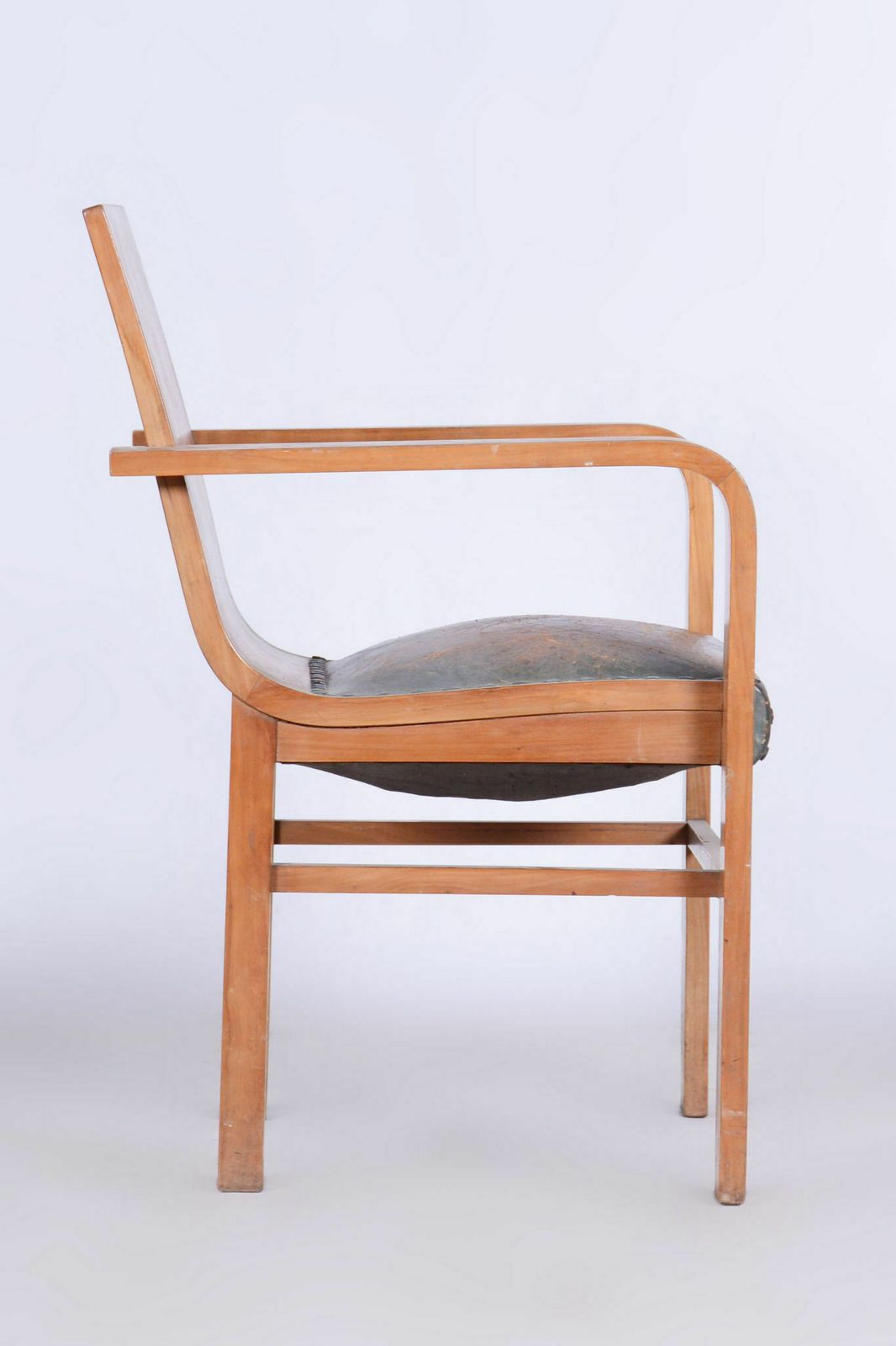 Restored Artdeco Cherry Tree Armchair, J. Halabala, Up Zavody, Czechia, 1930s photo for sale