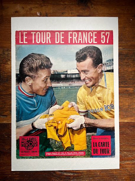 Vintage Tour De France 1957 Print   Louison Bobet / Jacques Anquetil photo furniture
