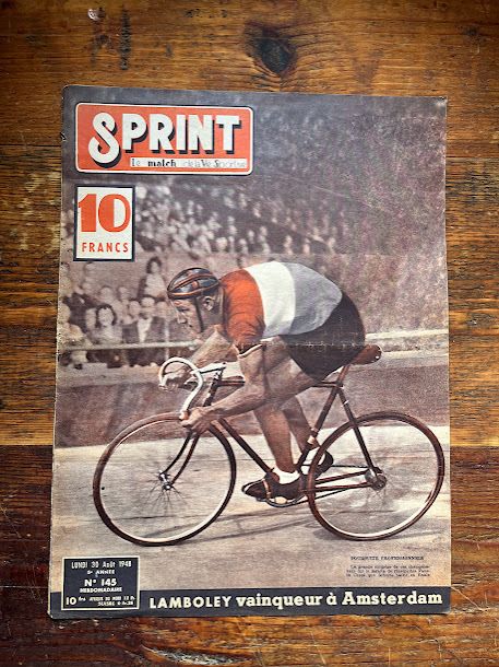 Vintage 1948 Track Cycling Pista Print Jean Jacques Lamboley photo furniture