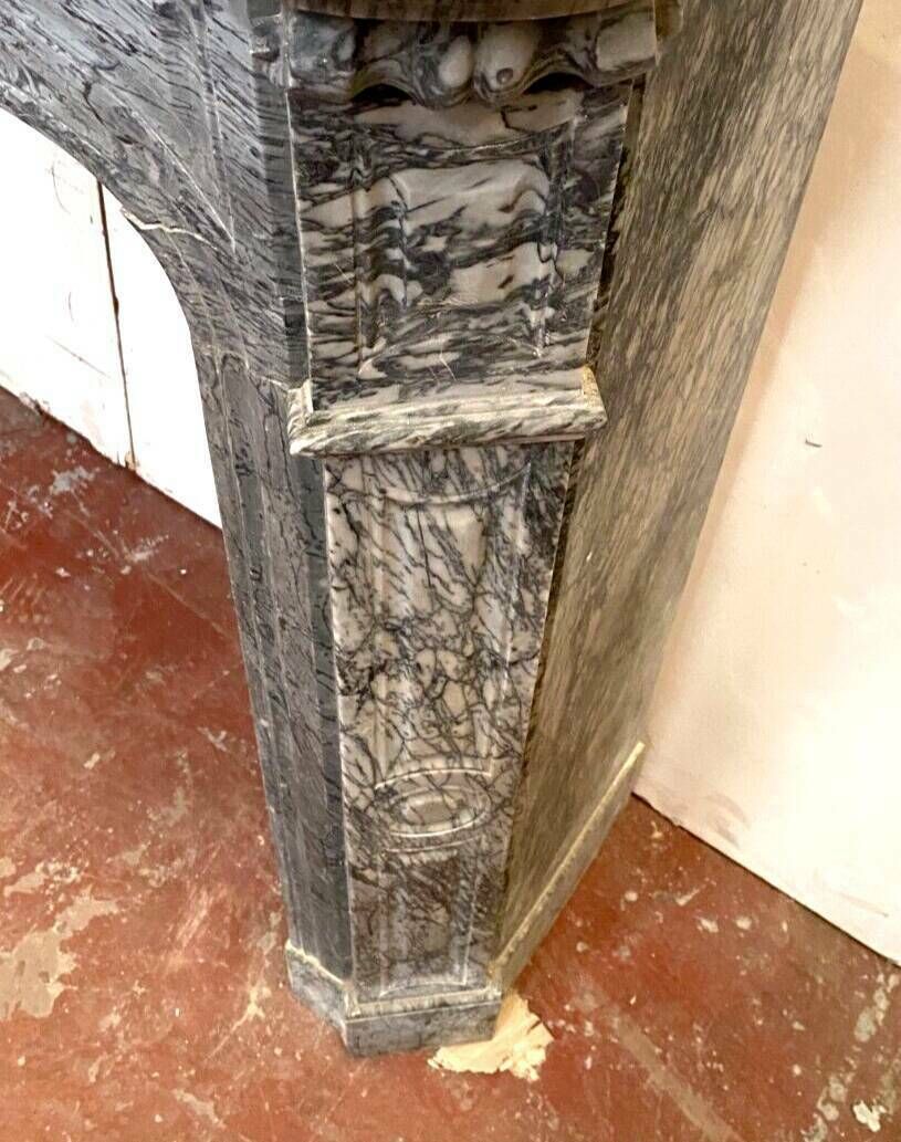Louis XV Style Fireplace Model Pompadour Blue Marble Turquin XX Century photo vintage