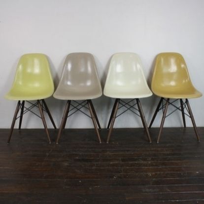 Eames Herman Miller Dsw Side Chairs In Neutrals Grey/Light Ochre