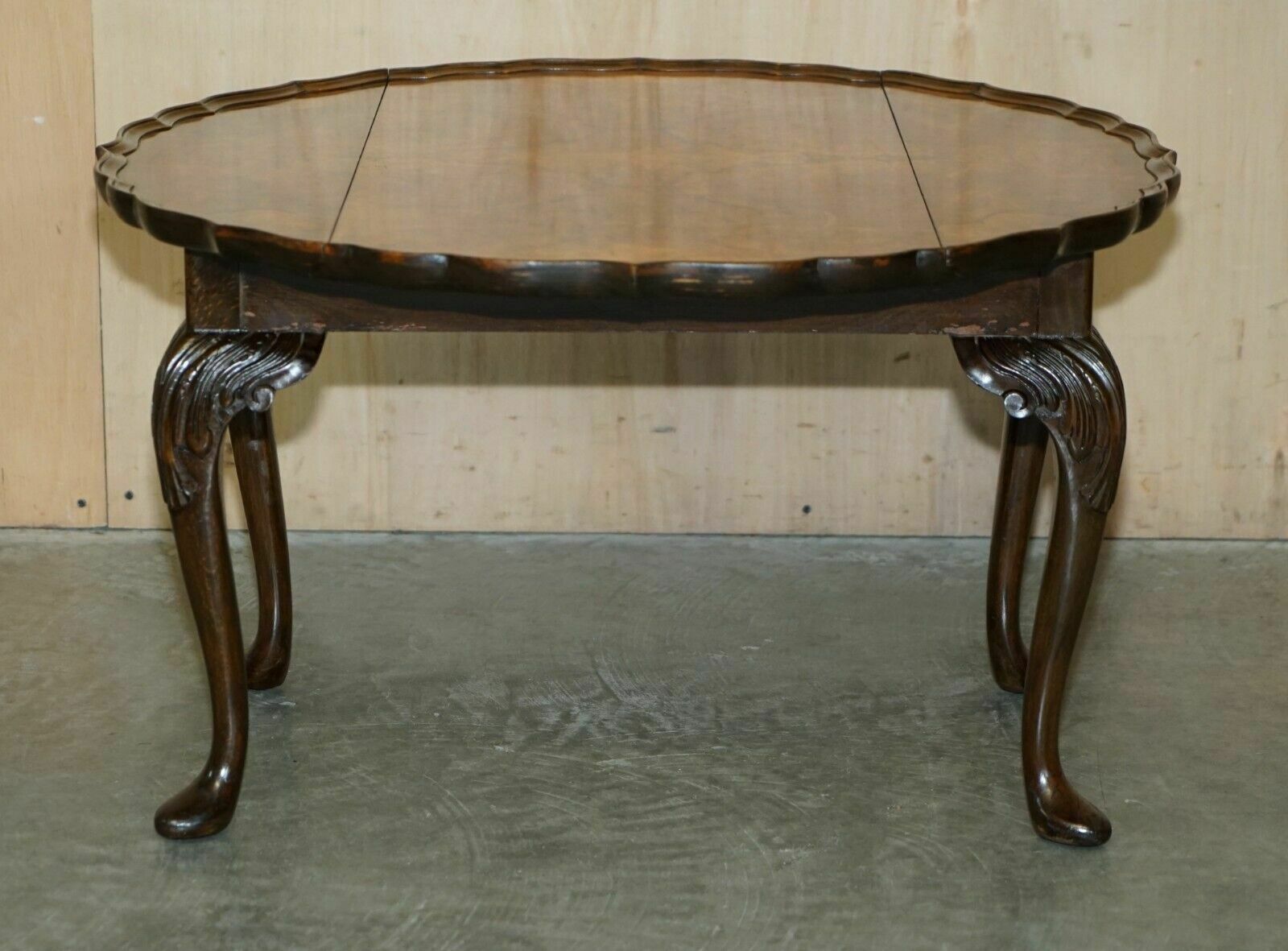 Furniture Stunning Hand Carved Burr Walnut Extending Coffee Cocktail Table Cabriole Legs photo