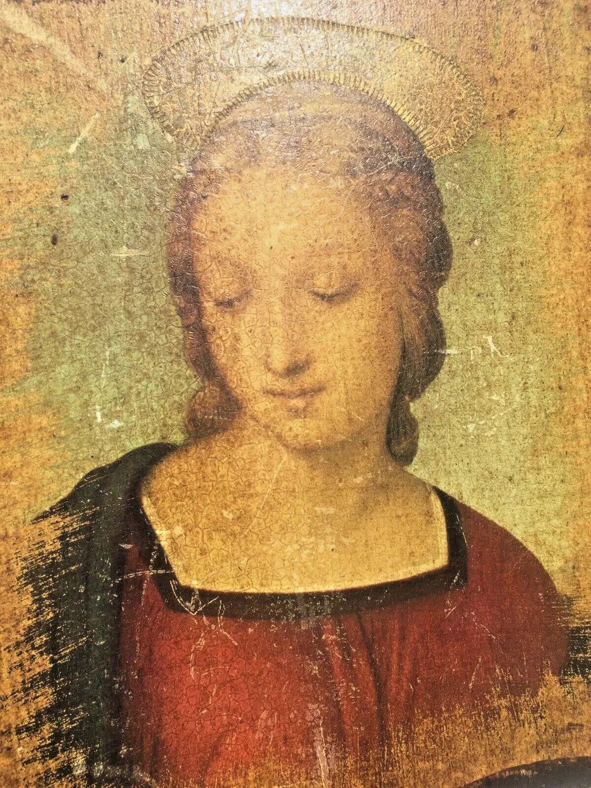 photo for sale Vintage Madonna Del Cardellino Raphael Icon Religious Wooden Wall Panel Plaque