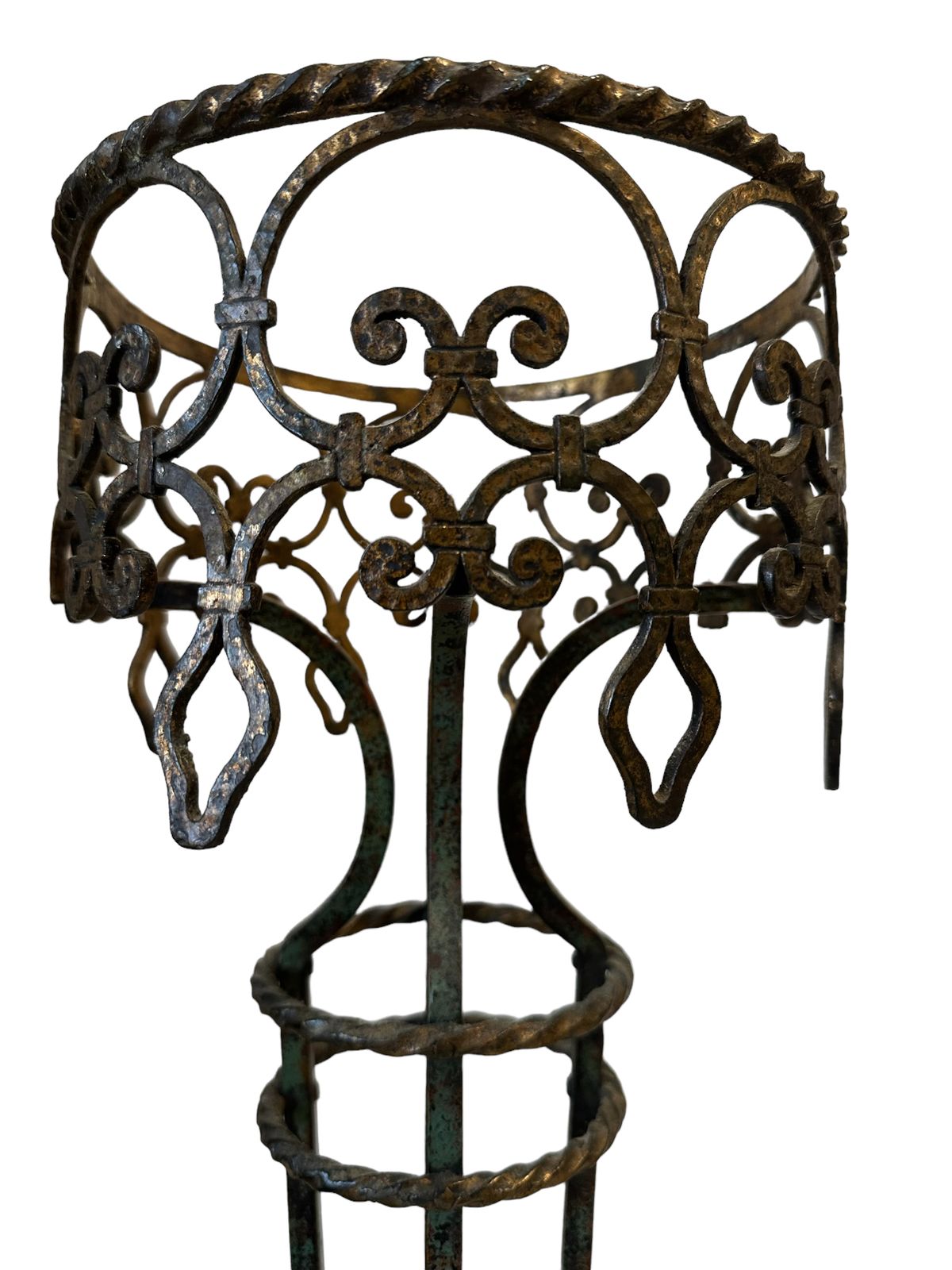 Oscar Bach Renaissance Revival Patinated Wrought Iron And Copper Plant Stand C.1910 photo 995.0