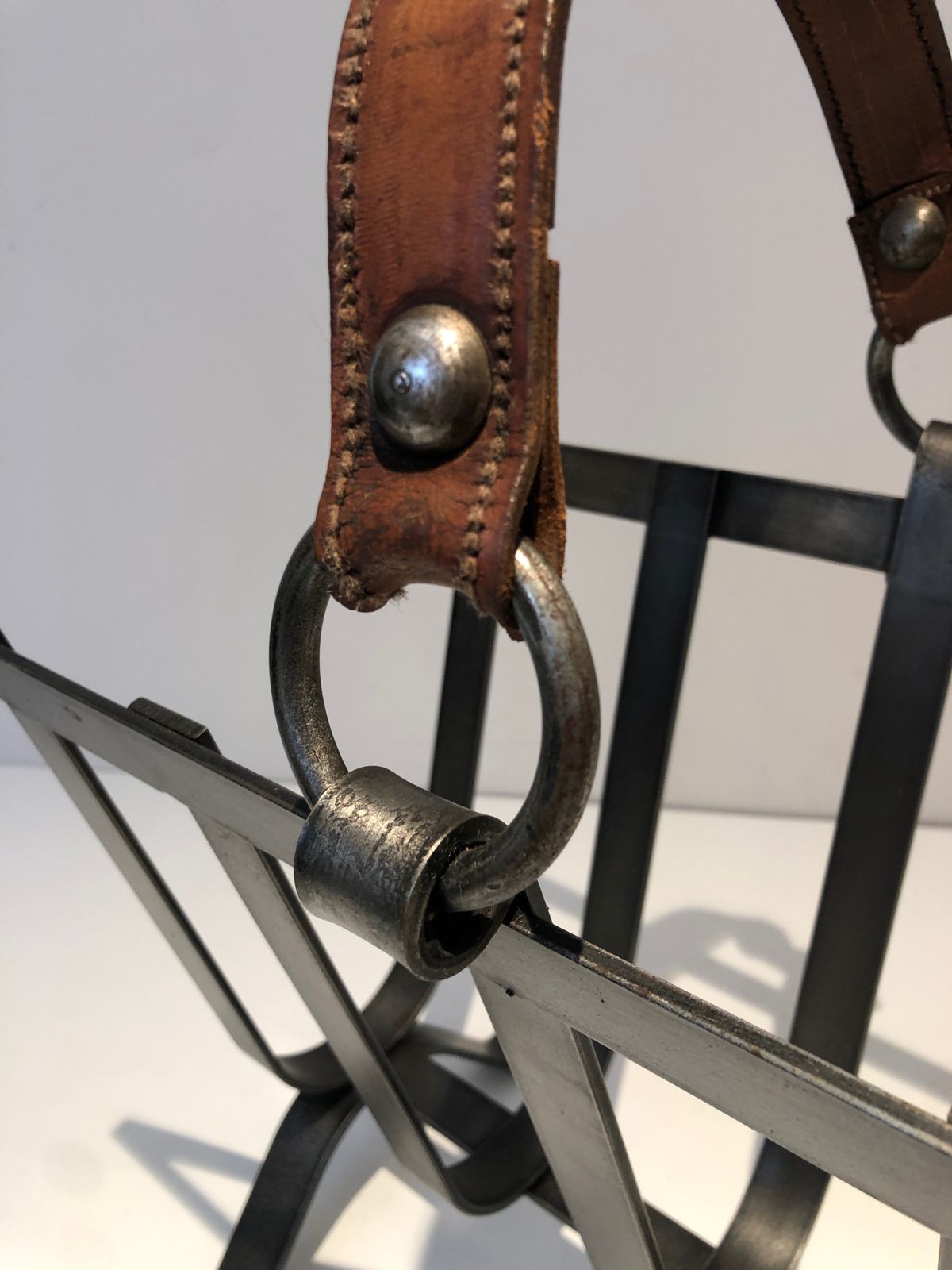 Steel And Leather Magazine Rack photo buy