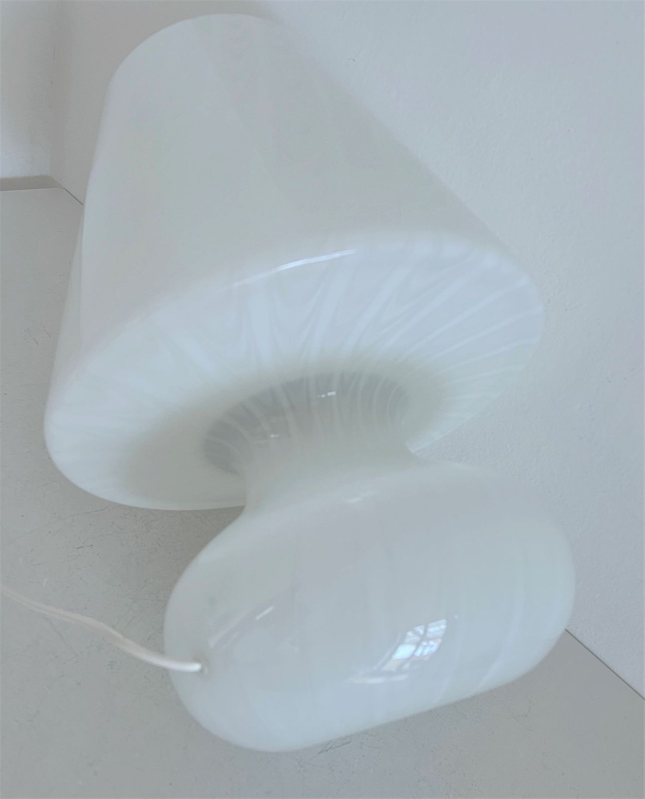 Italian Large Murano Glass Mushroom Table Lamp With Swirl Glass, 1970s photo vintage