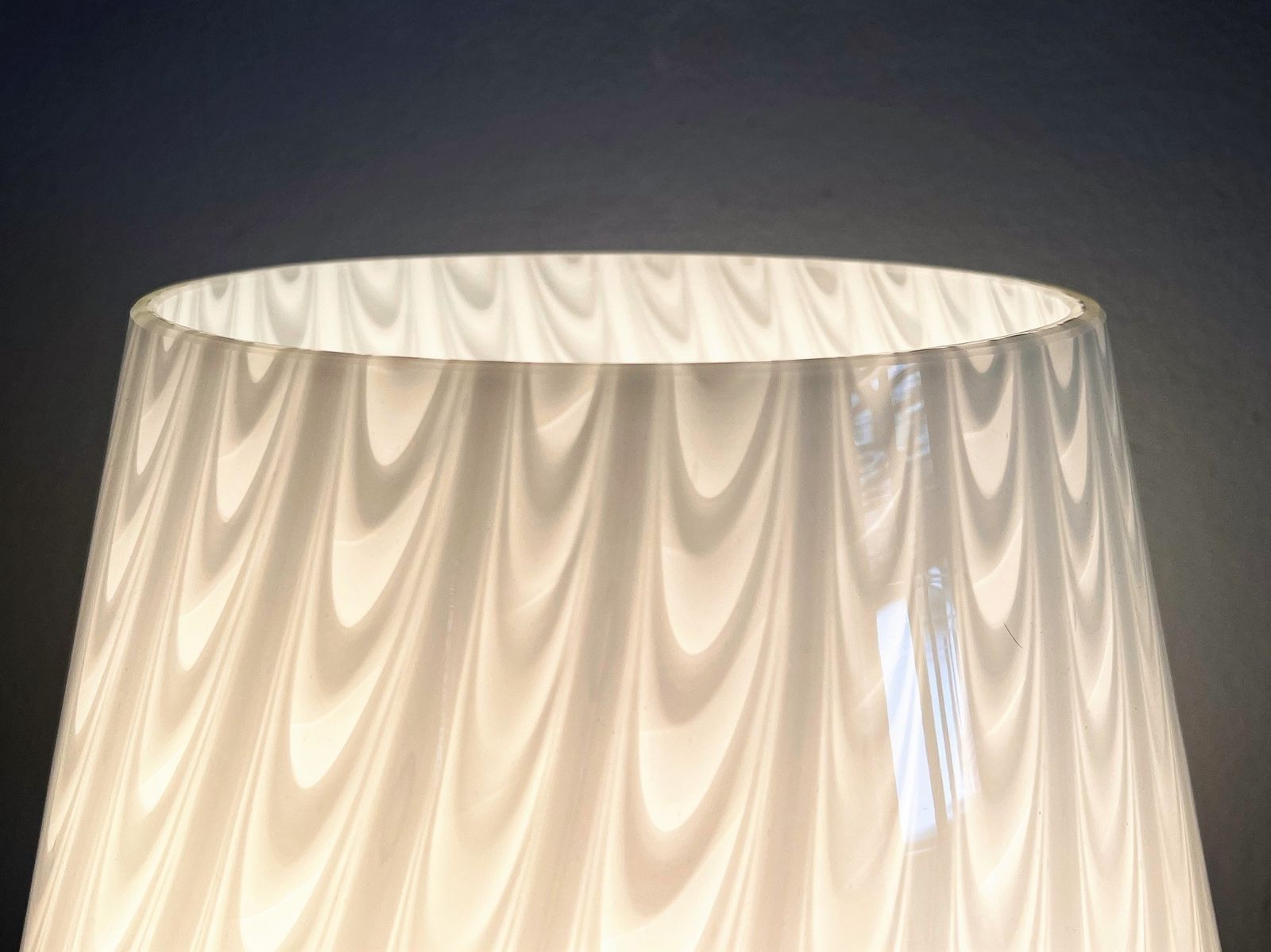 Lighting Italian Large Murano Glass Mushroom Table Lamp With Swirl Glass, 1970s photo