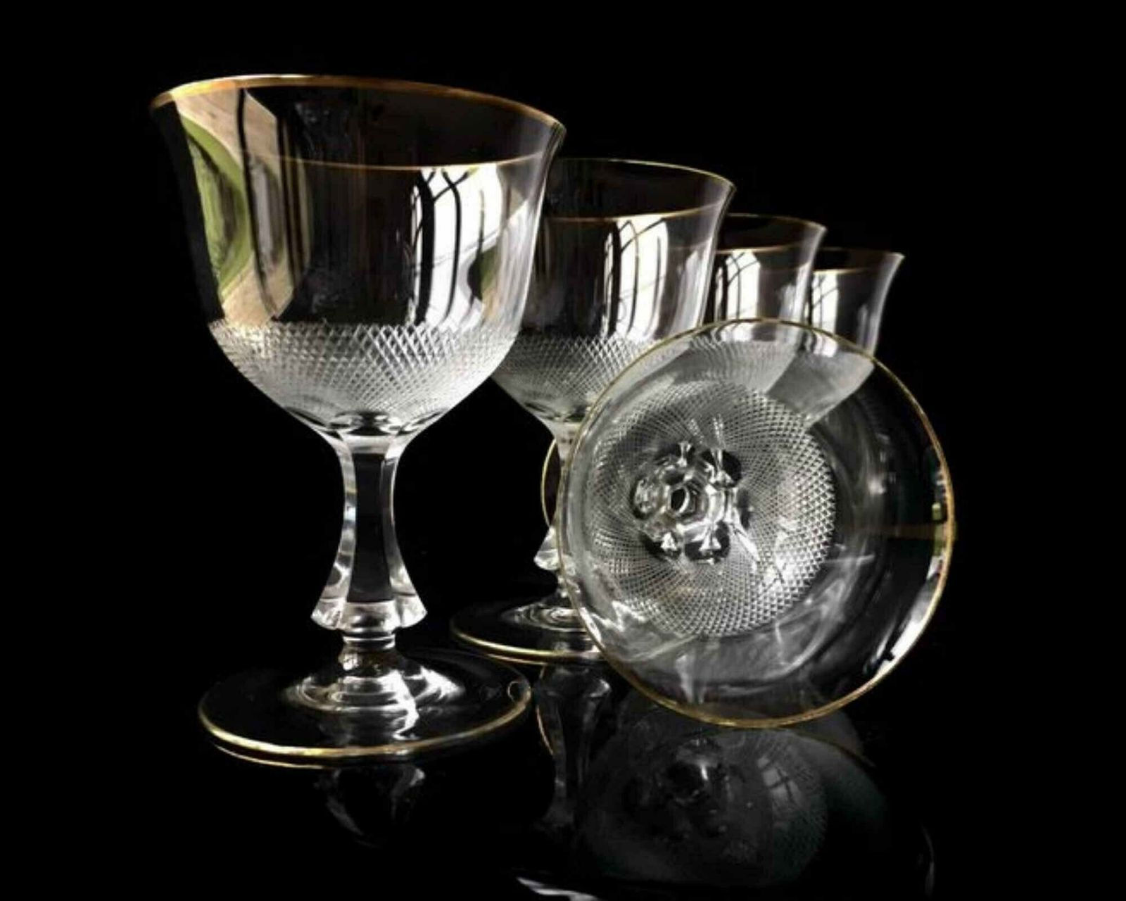 Moser Lloyd Wijnglazen | Kristal Geslepen | Wijngoblets | 6 Stuks | 24 Karaats Gouden Rand