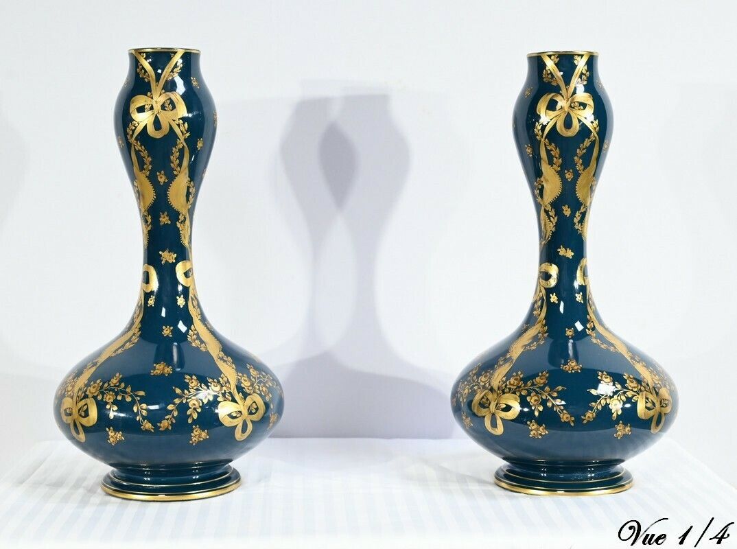 1557.36 Pair Of Gien Ceramic Vases   Late 19th Century photo