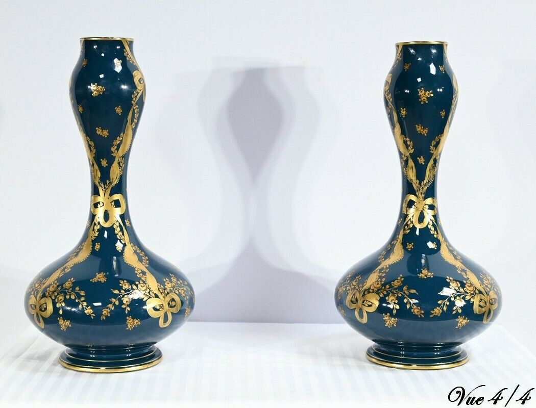 photo vintage Pair Of Gien Ceramic Vases   Late 19th Century