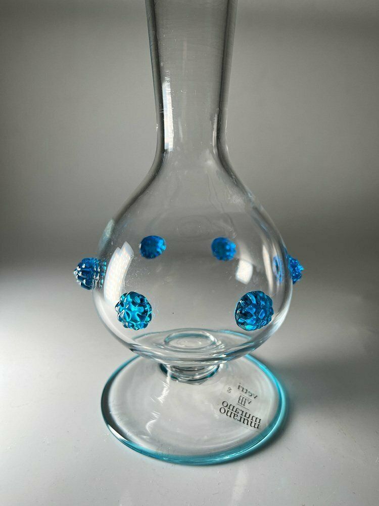 Murano Glass Vase With Blue Prunts By Salviati photo furniture