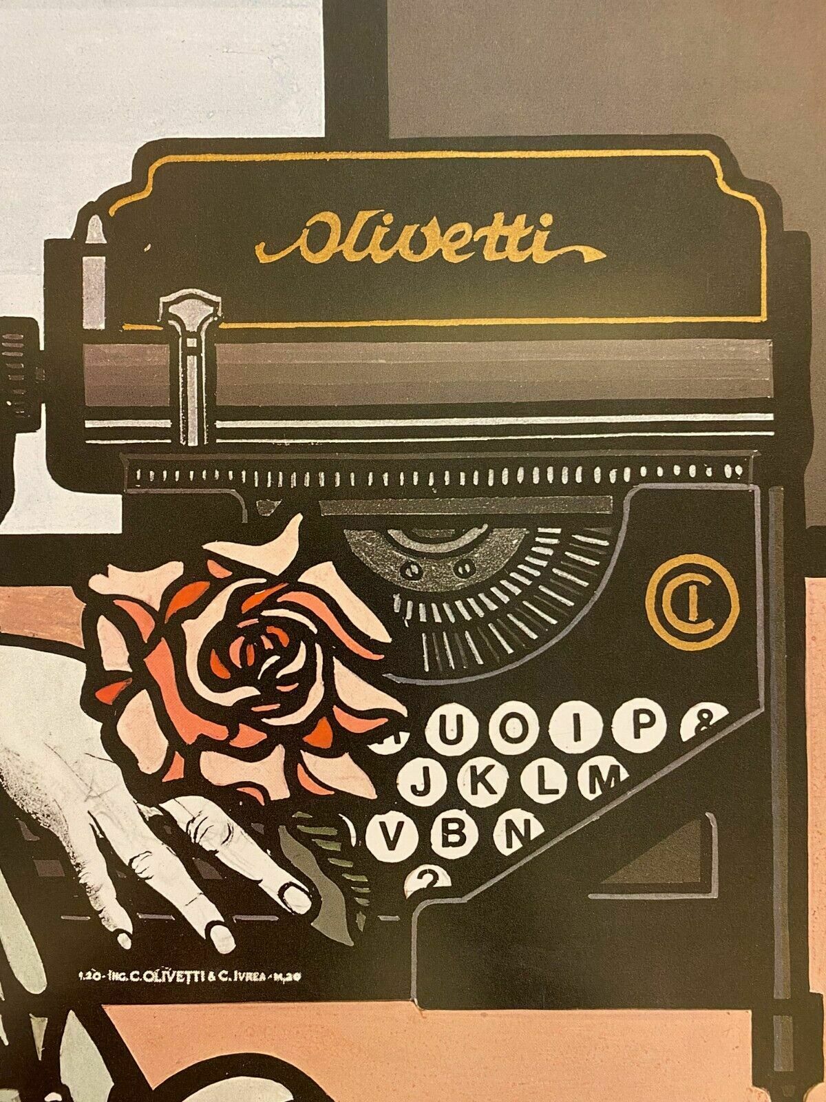 photo vintage Flavio Costantini, 1977   Olivetti   Original Advertising Poster 68 X 48 Cm